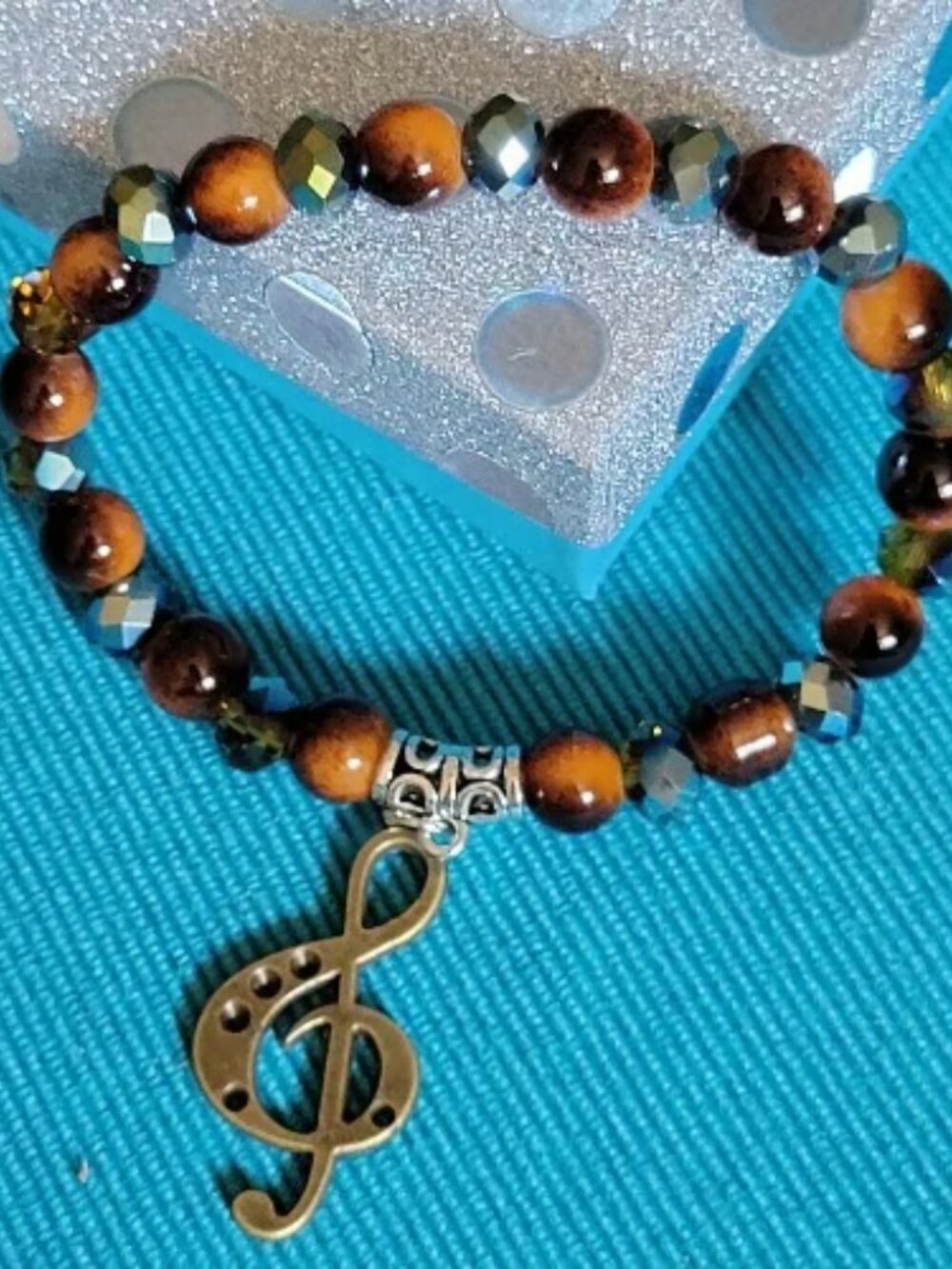 Eye Catching Dark Brown, Rust, Gold, Silver and Blue Wrist Wraps